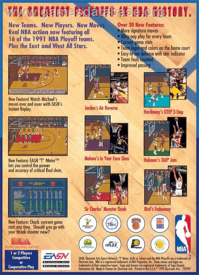 Nba Pro Basketball - Bulls Vs Lakers - Sega Genesis - Artwork - Box Back