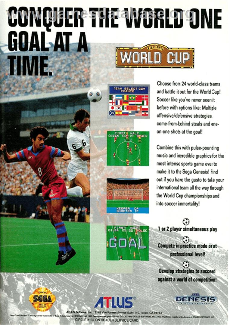 Nintendo World Cup - Sega Genesis - Artwork - Box Back