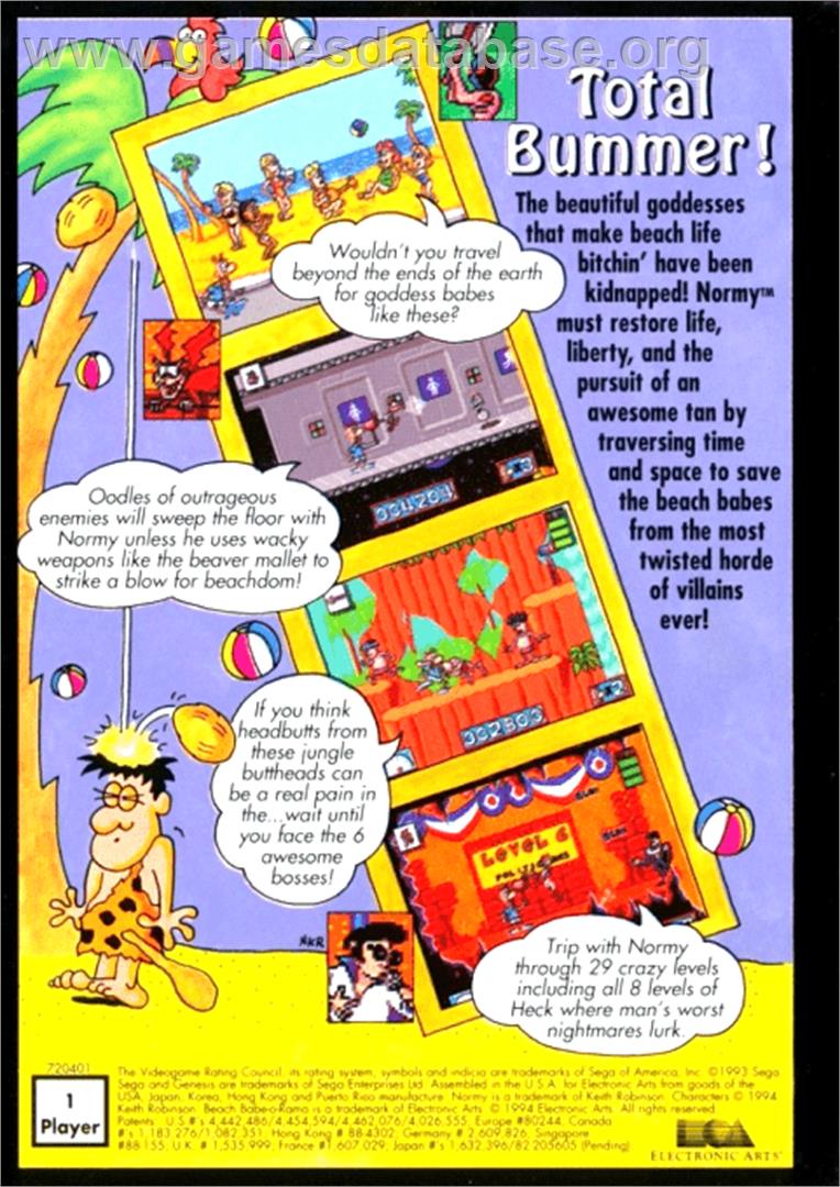 Normy's Beach Babe-O-Rama - Sega Genesis - Artwork - Box Back