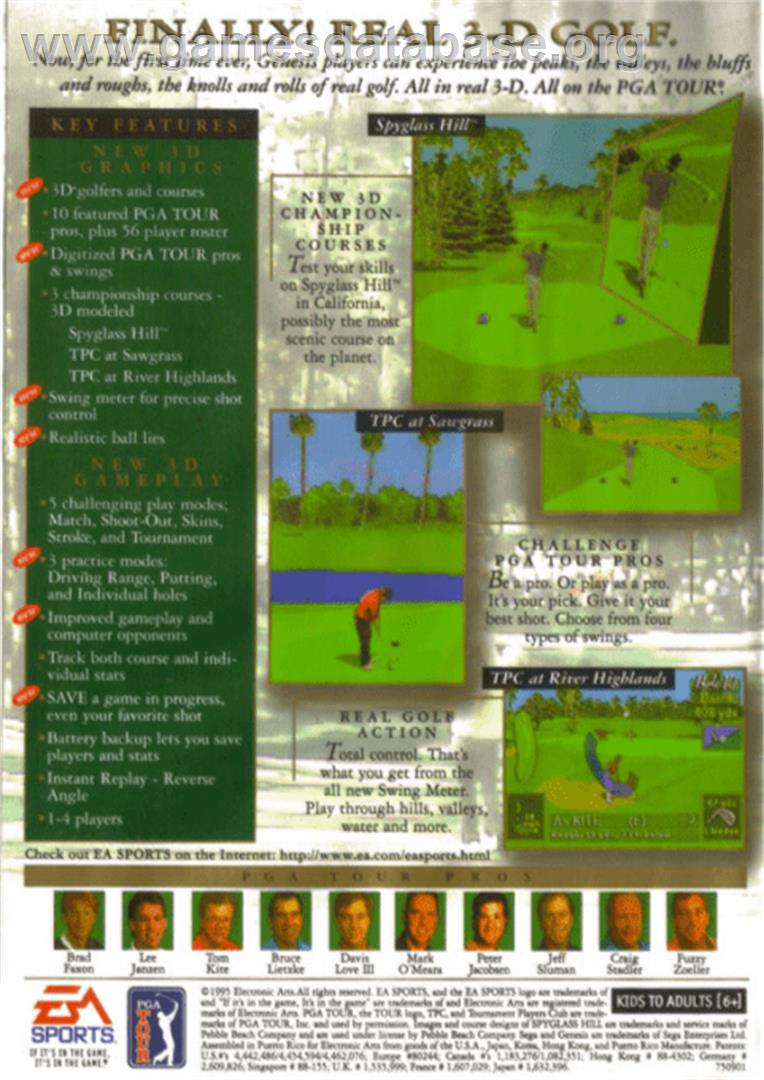PGA Tour '96 - Sega Genesis - Artwork - Box Back