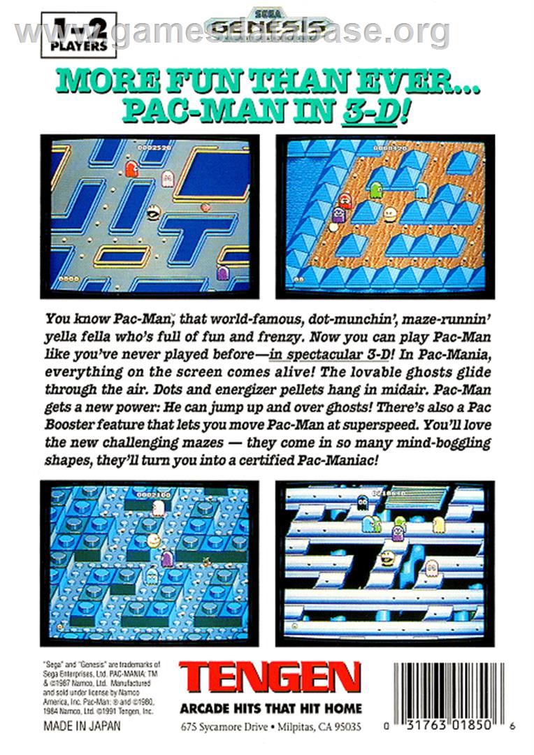 Pac-Mania - Sega Genesis - Artwork - Box Back