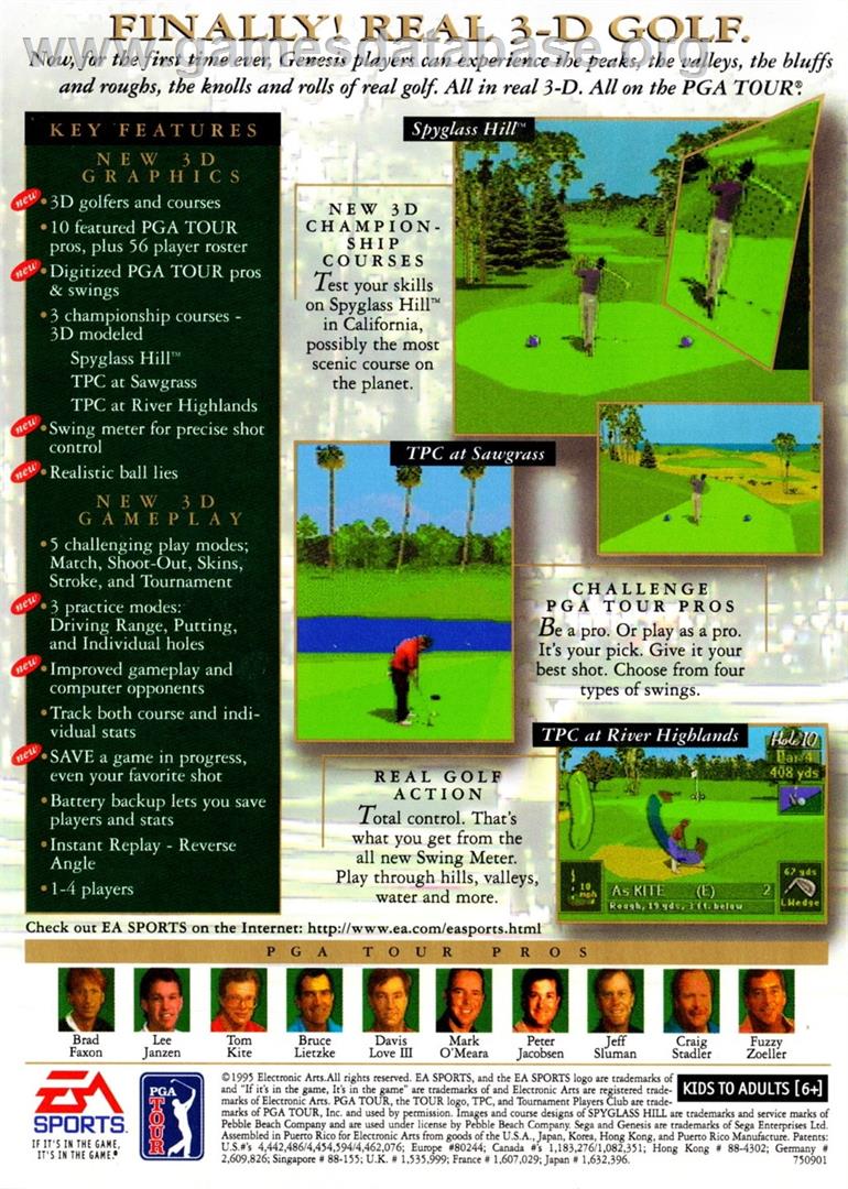 Pga Tour 96 - Sega Genesis - Artwork - Box Back