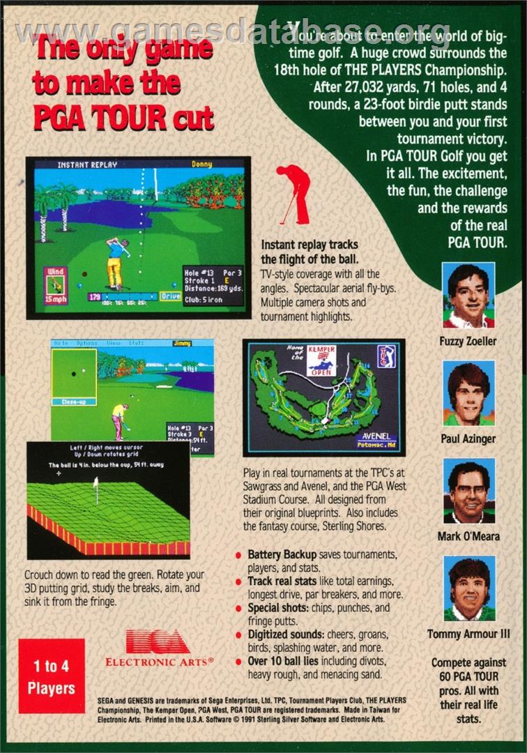 Pga Tour Golf 2 - Sega Genesis - Artwork - Box Back