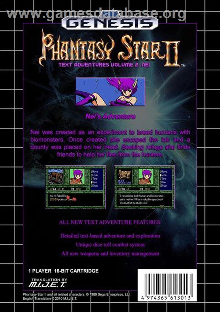 Phantasy Star 2 - Nei's Adventure - Sega Genesis - Artwork - Box Back