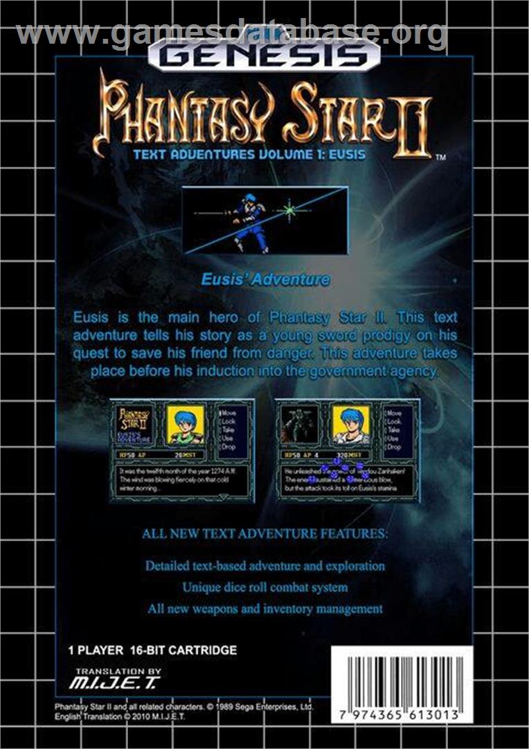 Phantasy Star 2 - Yushis's Adventure - Sega Genesis - Artwork - Box Back