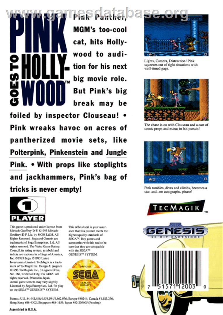 Pink Goes to Hollywood - Sega Genesis - Artwork - Box Back