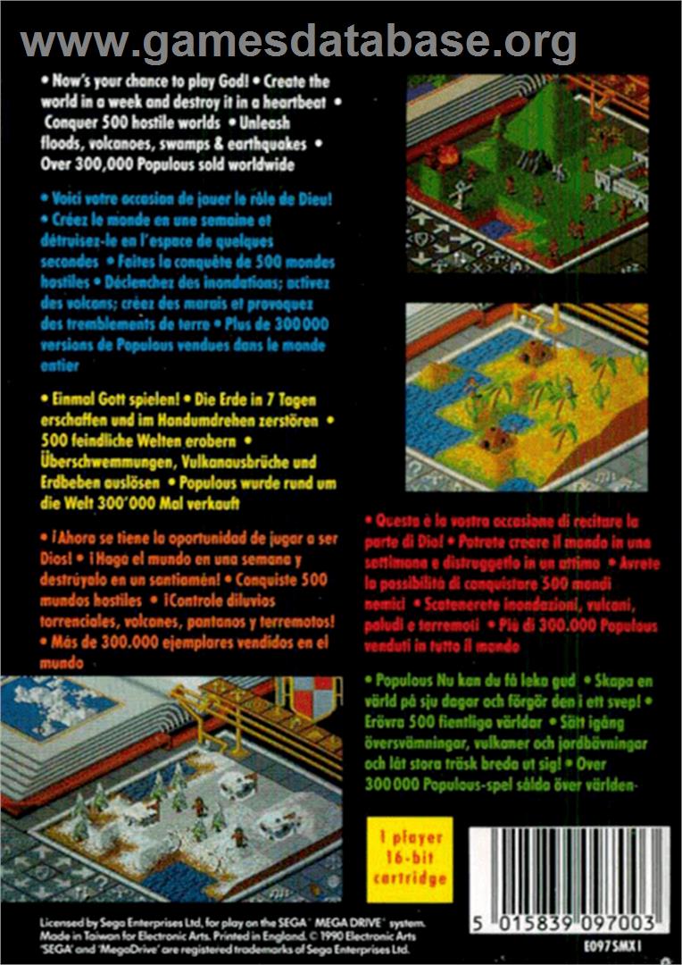 Populous - Sega Genesis - Artwork - Box Back