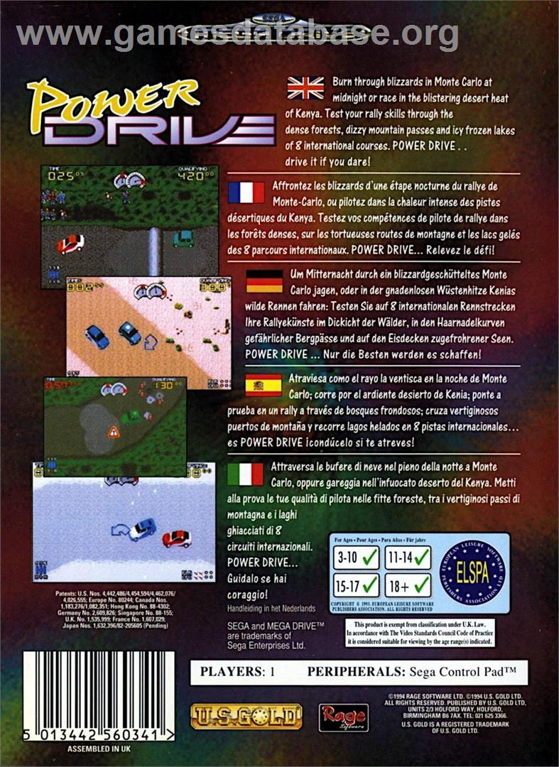 Power Drive - Sega Genesis - Artwork - Box Back