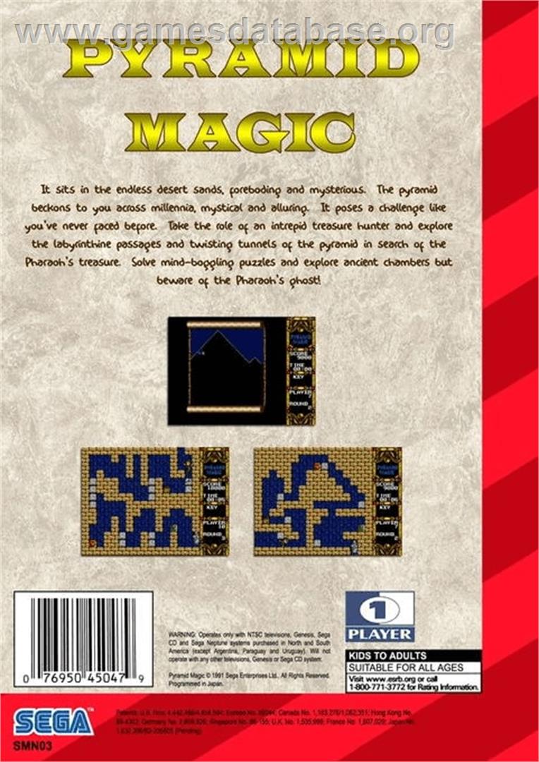 Pyramid Magic - Sega Genesis - Artwork - Box Back