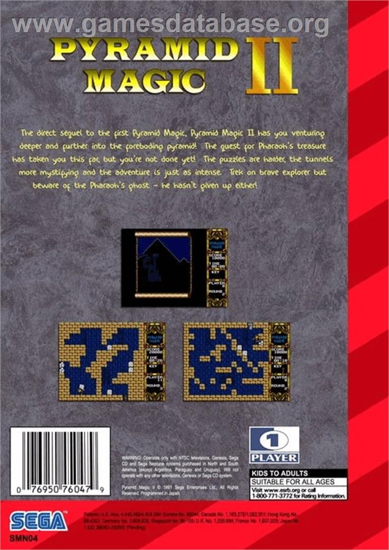 Pyramid Magic 2 - Sega Genesis - Artwork - Box Back