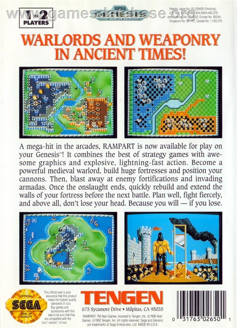 Rampart - Sega Genesis - Artwork - Box Back