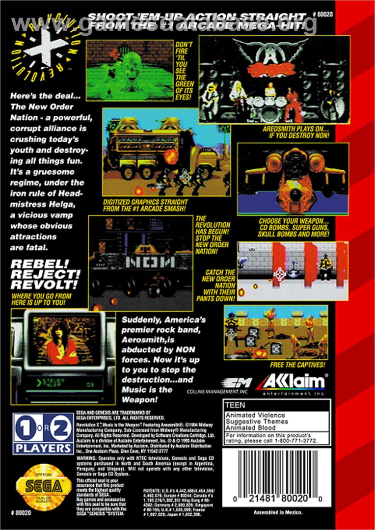 Revolution X - Sega Genesis - Artwork - Box Back