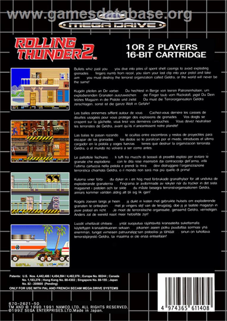 Rolling Thunder 2 - Sega Genesis - Artwork - Box Back