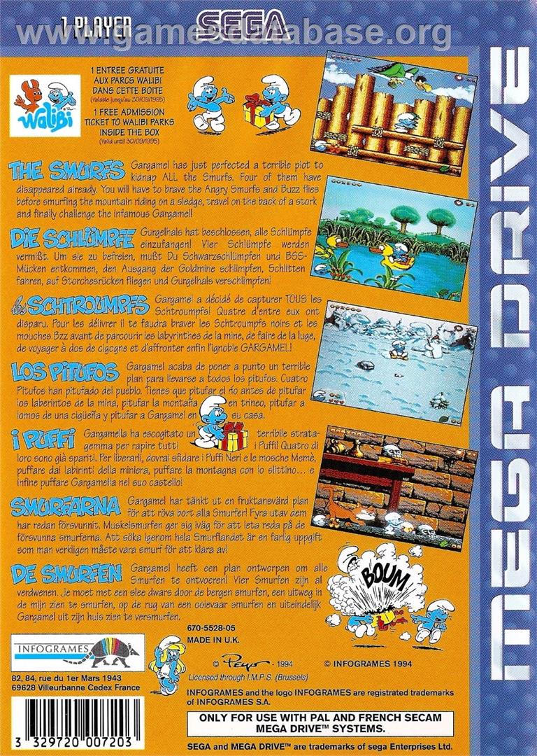 Schtroumpfs, Les - Sega Genesis - Artwork - Box Back
