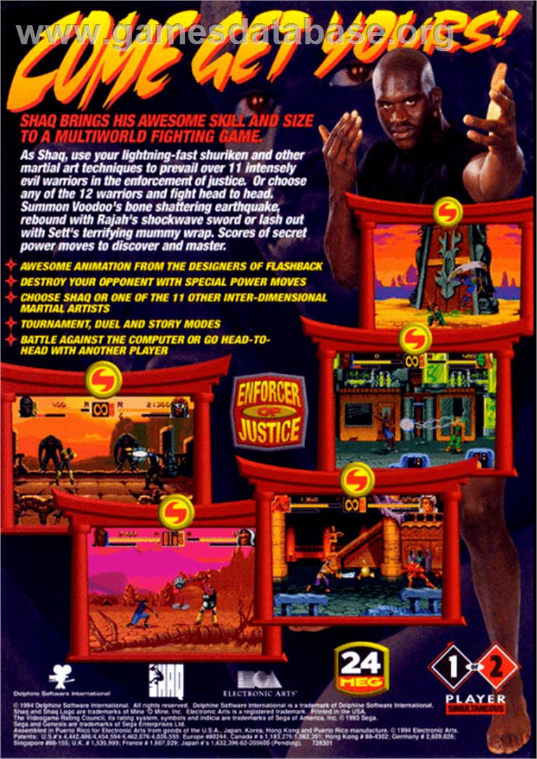 Shaq Fu - Sega Genesis - Artwork - Box Back