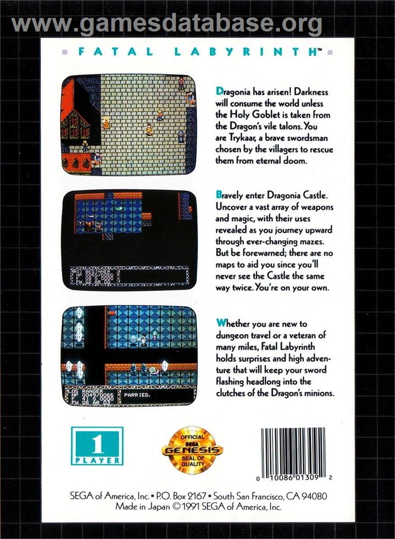 Shi No Meikyu - Labyrinth Of Death - Sega Genesis - Artwork - Box Back