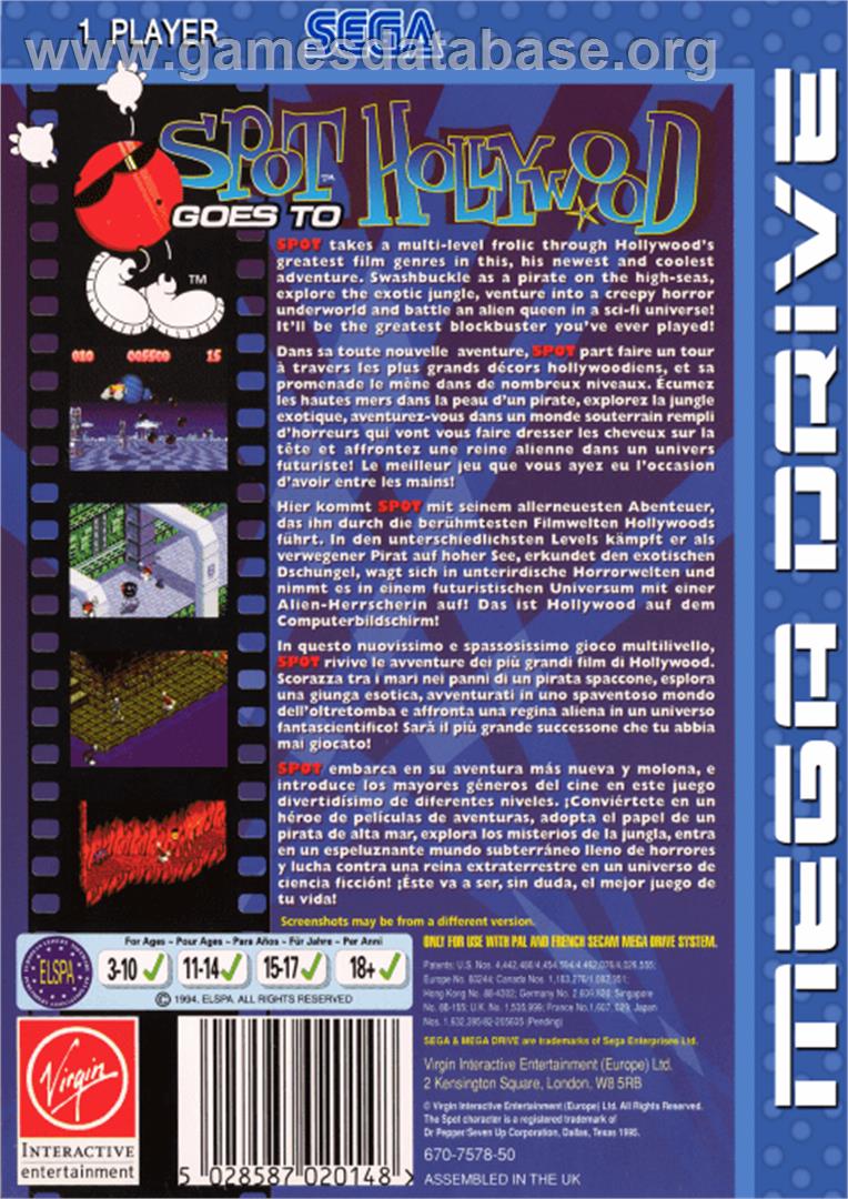 Spot Goes to Hollywood - Sega Genesis - Artwork - Box Back