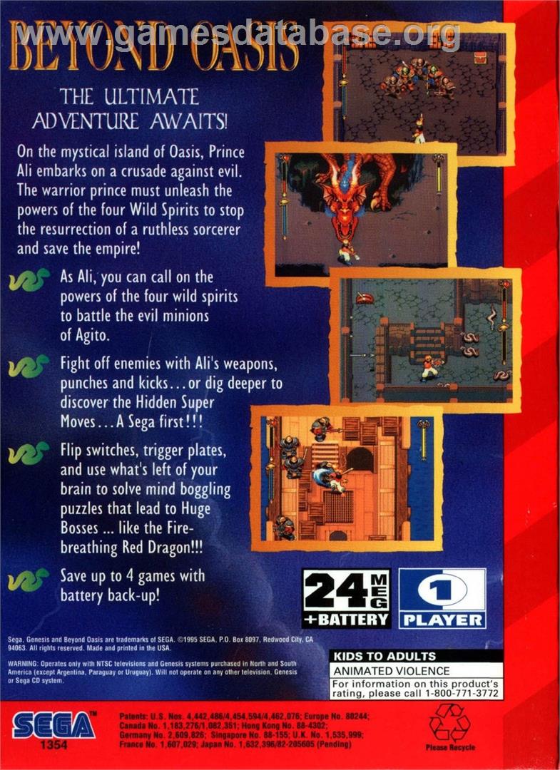 Story Of Thor - A Successor Of The Light, The - Sega Genesis - Artwork - Box Back