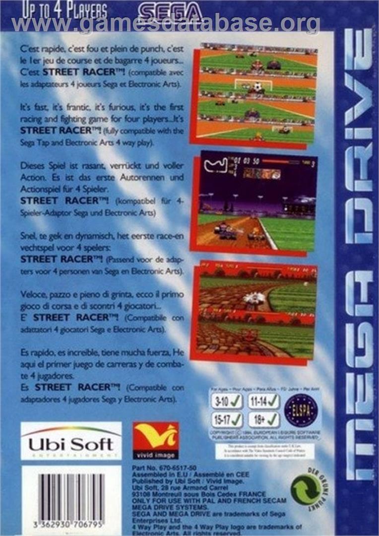 Street Racer - Sega Genesis - Artwork - Box Back