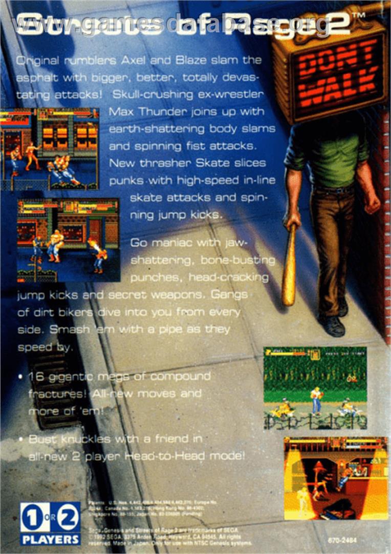 Streets of Rage 2 - Sega Genesis - Artwork - Box Back
