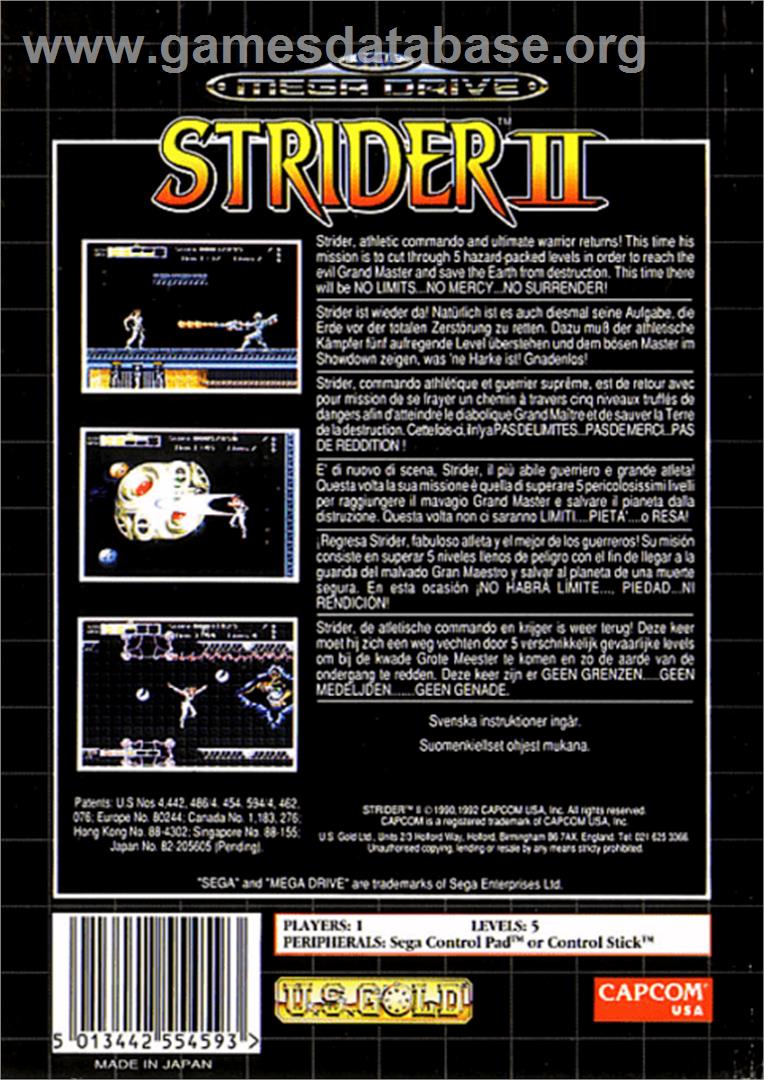 Strider 2 - Sega Genesis - Artwork - Box Back