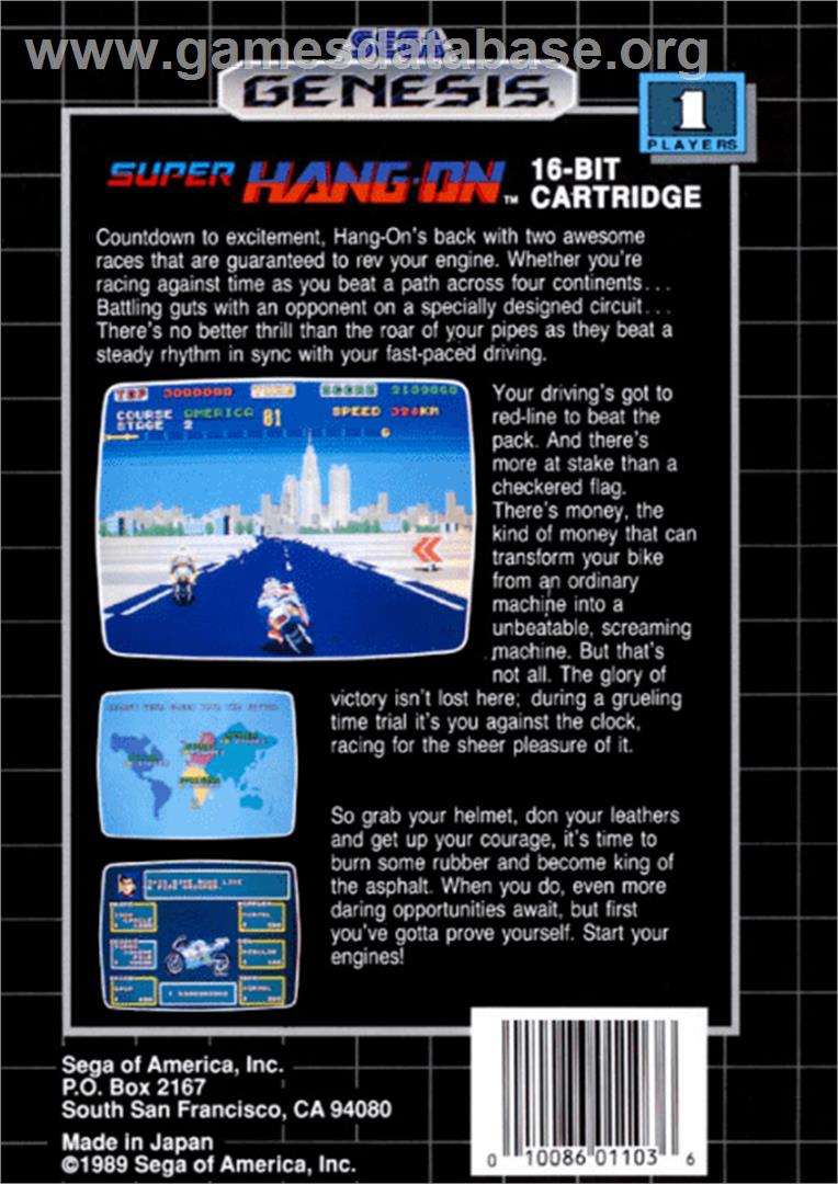 Super Hang-On - Sega Genesis - Artwork - Box Back