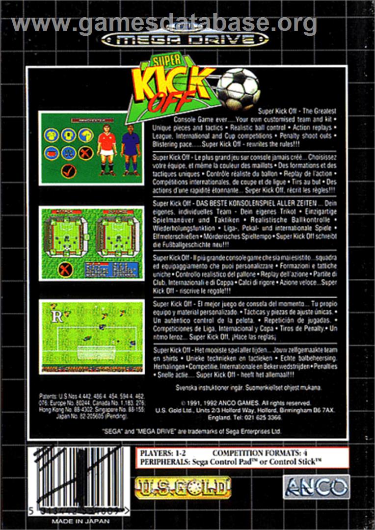 Super Kick Off - Sega Genesis - Artwork - Box Back