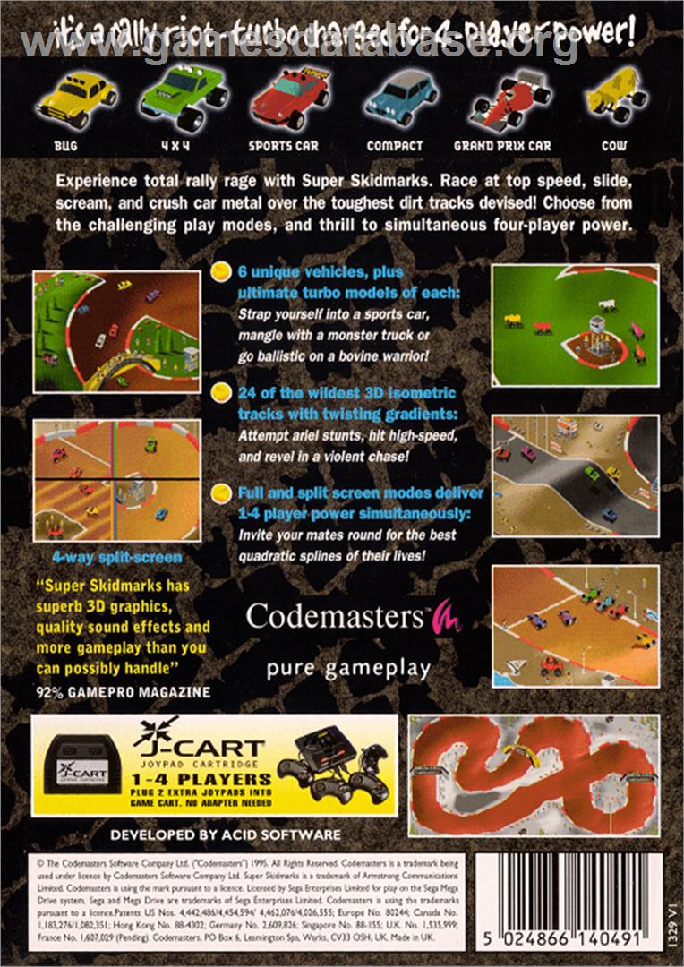 Super Skidmarks - Sega Genesis - Artwork - Box Back