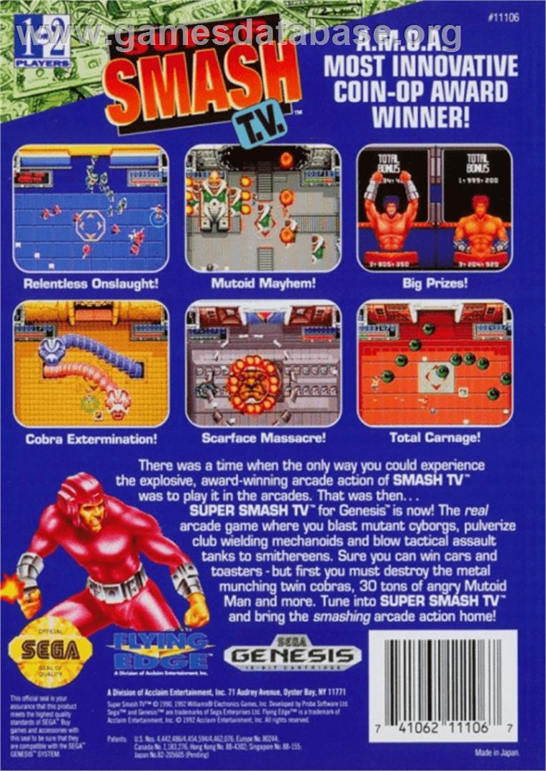 Super Smash T.V. - Sega Genesis - Artwork - Box Back