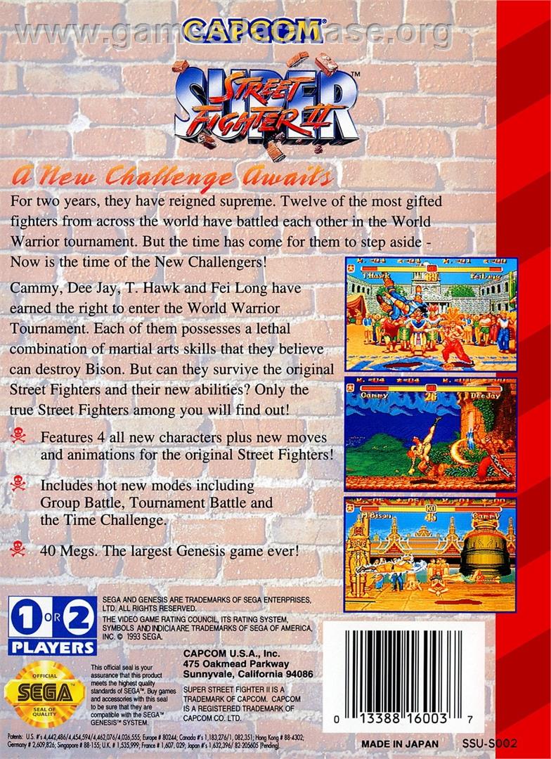Super Street Fighter 2 - Sega Genesis - Artwork - Box Back