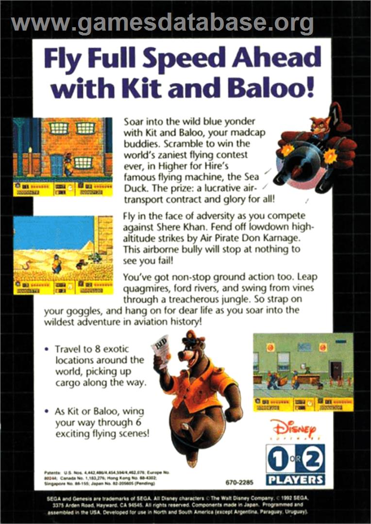 TaleSpin - Sega Genesis - Artwork - Box Back