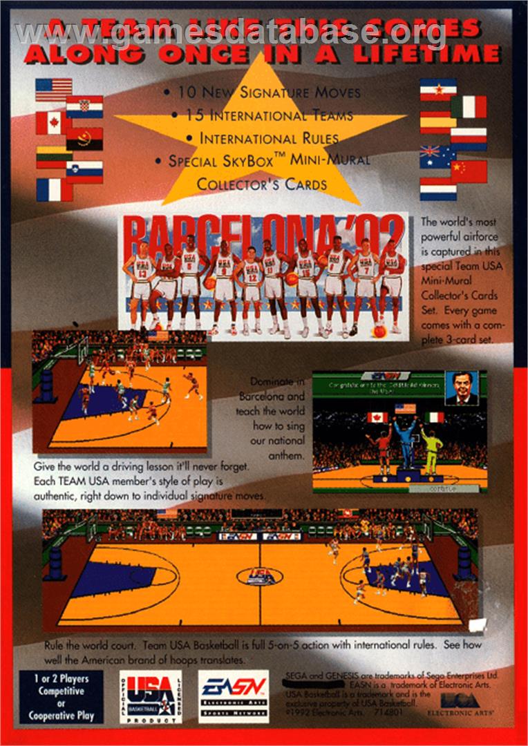 Team USA Basketball - Sega Genesis - Artwork - Box Back