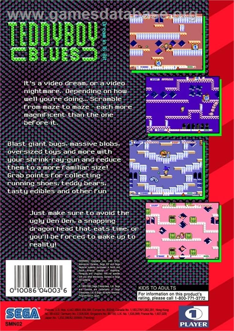 Teddy Boy Blues - Sega Genesis - Artwork - Box Back