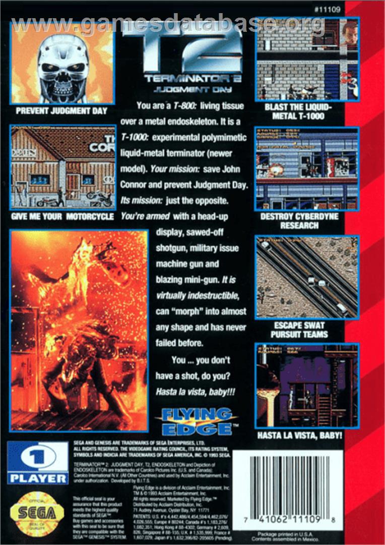 Terminator 2 - Judgment Day - Sega Genesis - Artwork - Box Back
