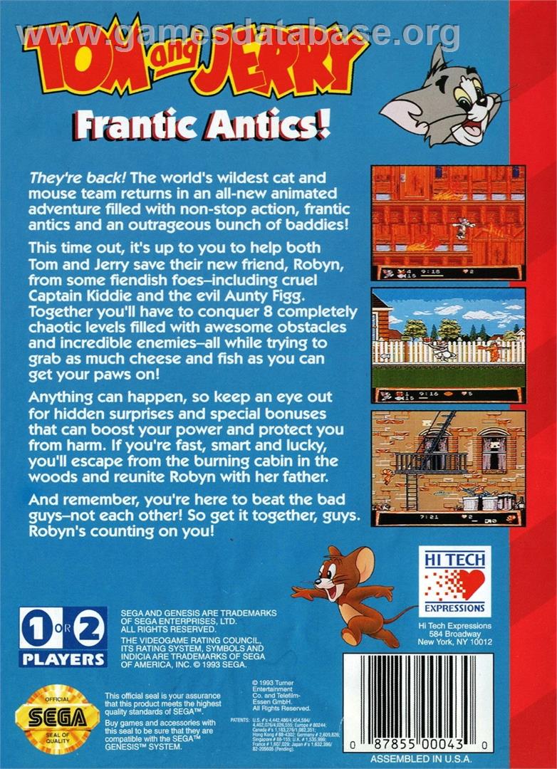 Tom And Jerry - Frantic Antics - Sega Genesis - Artwork - Box Back