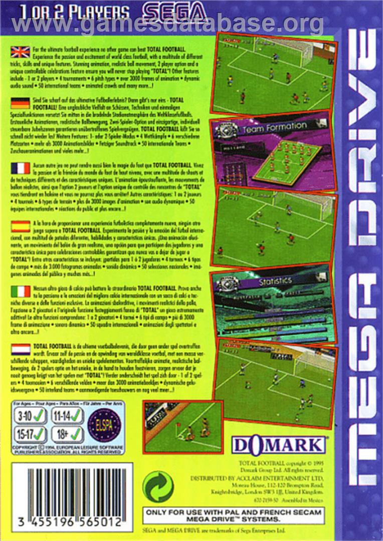 Total Football - Sega Genesis - Artwork - Box Back