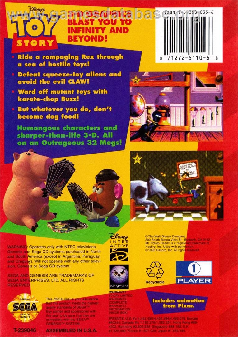 Toy Story - Sega Genesis - Artwork - Box Back