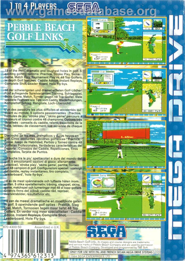 True Golf Classics: Pebble Beach Golf Links - Sega Genesis - Artwork - Box Back