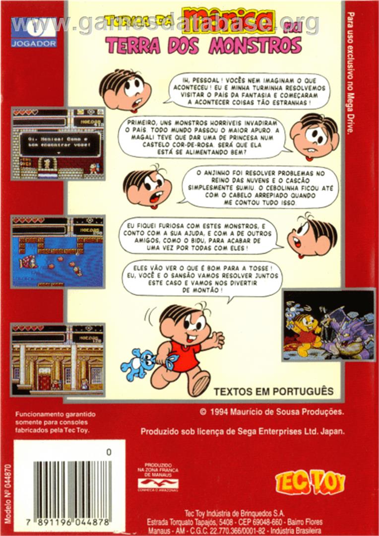 Turma da Mônica na Terra dos Monstros - Sega Genesis - Artwork - Box Back