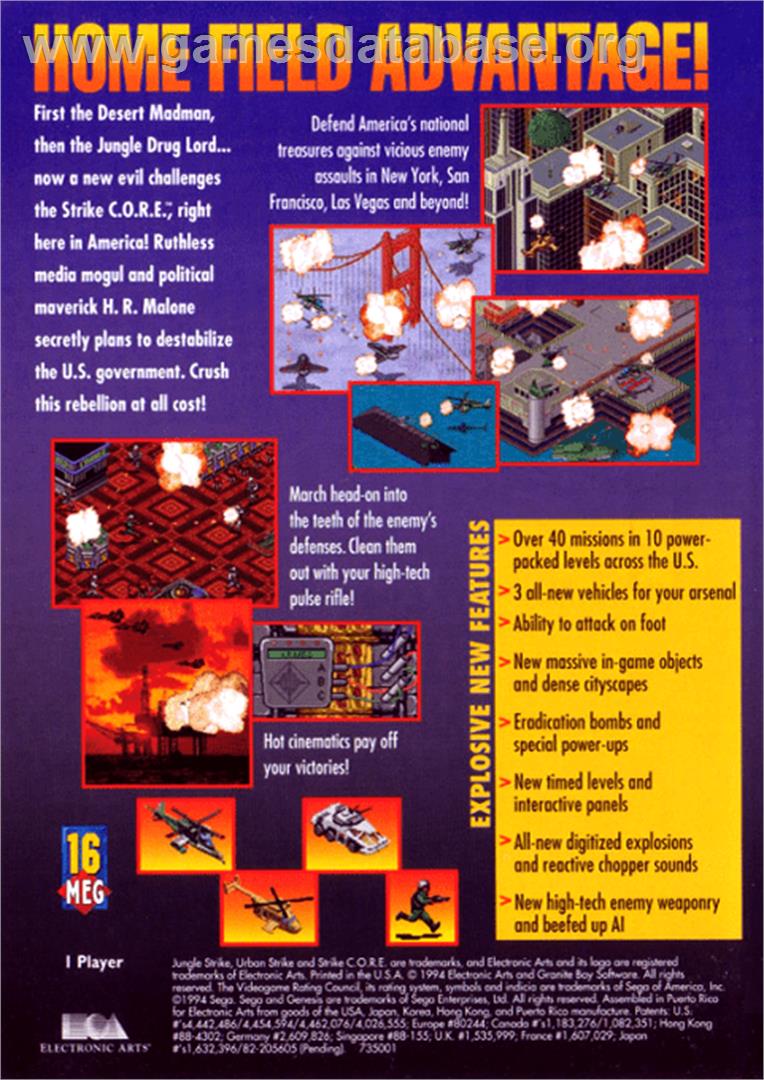 Urban Strike - Sega Genesis - Artwork - Box Back