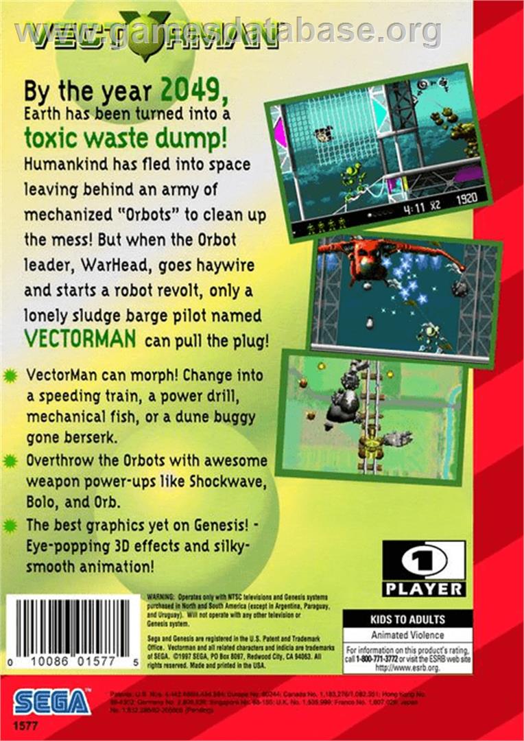 Vectorman - Sega Genesis - Artwork - Box Back