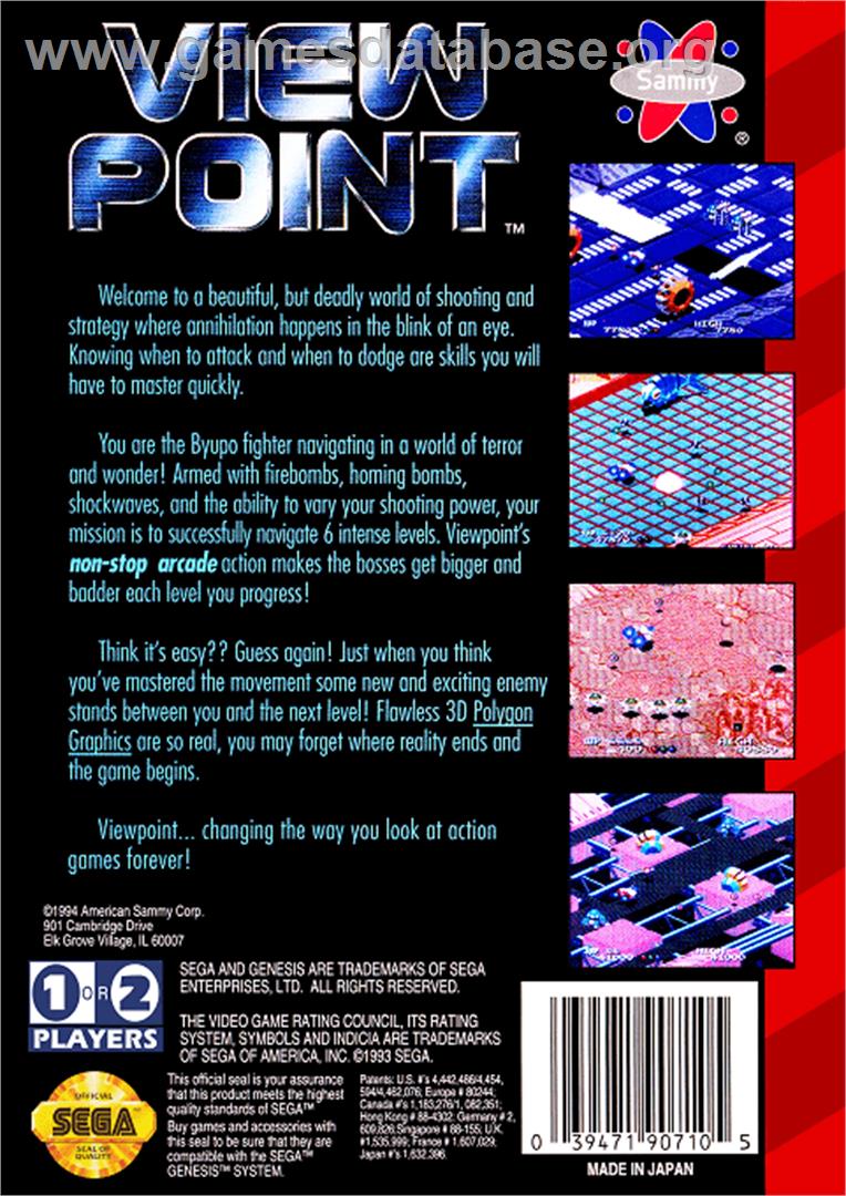 Viewpoint - Sega Genesis - Artwork - Box Back
