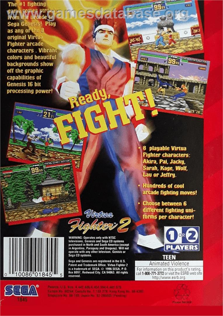 Virtua Fighter 2 - Sega Genesis - Artwork - Box Back