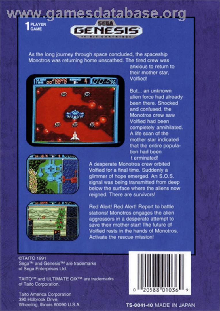 Volfied - Sega Genesis - Artwork - Box Back