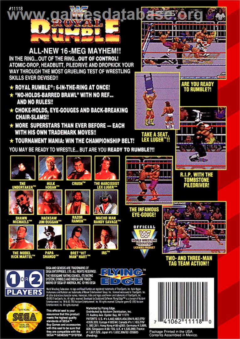 WWF Royal Rumble - Sega Genesis - Artwork - Box Back