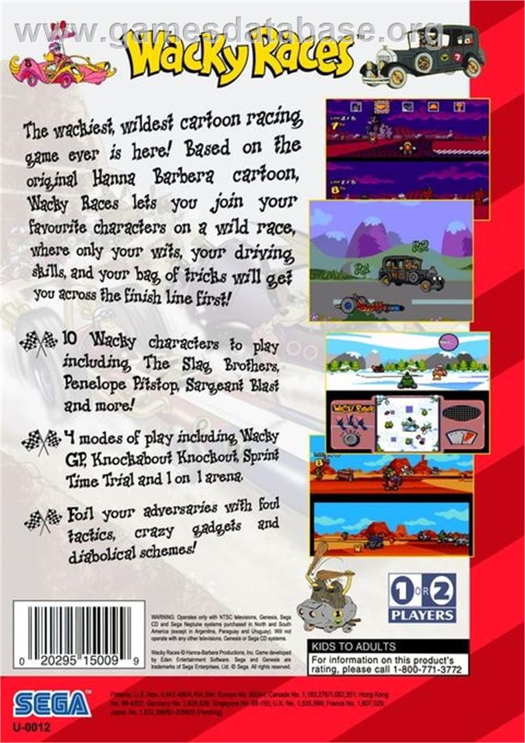 Wacky Races - Sega Genesis - Artwork - Box Back