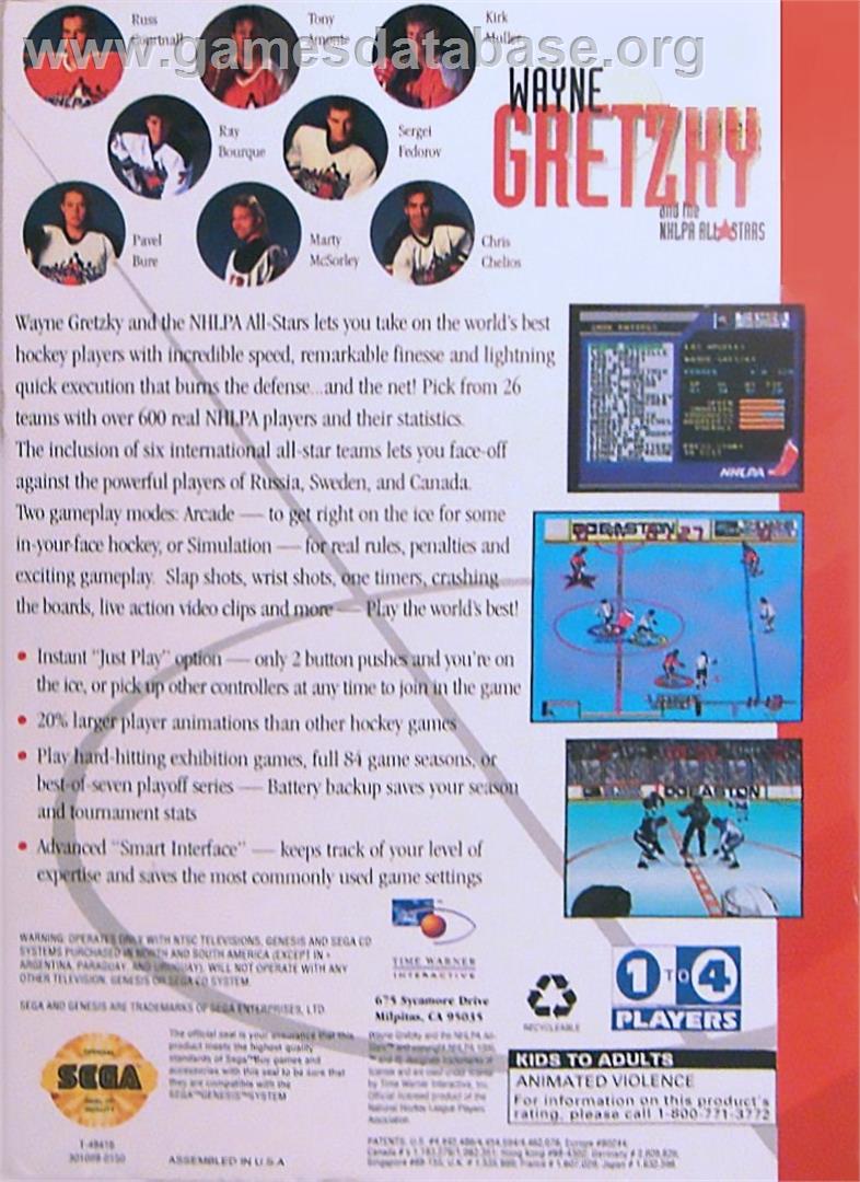 Wayne Gretzky And The Nhlpa All-stars - Sega Genesis - Artwork - Box Back