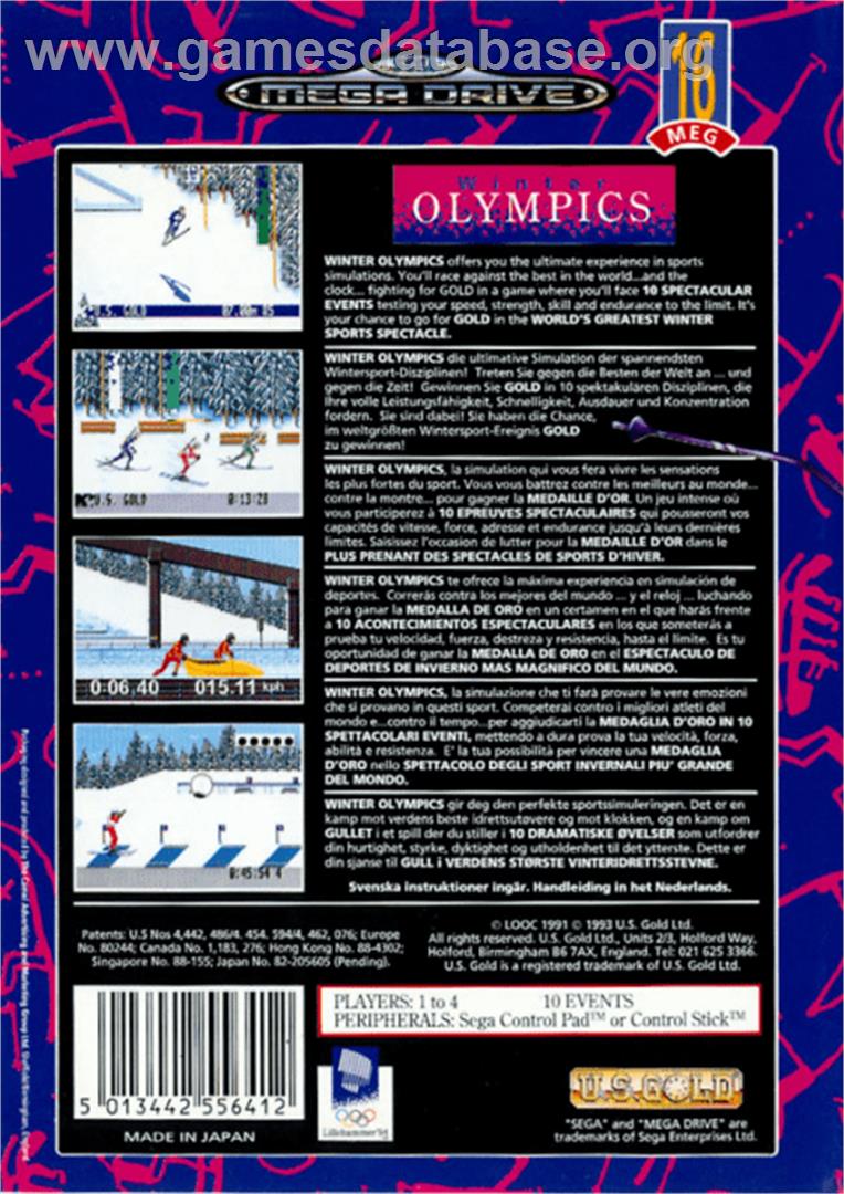 Winter Olympics: Lillehammer '94 - Sega Genesis - Artwork - Box Back