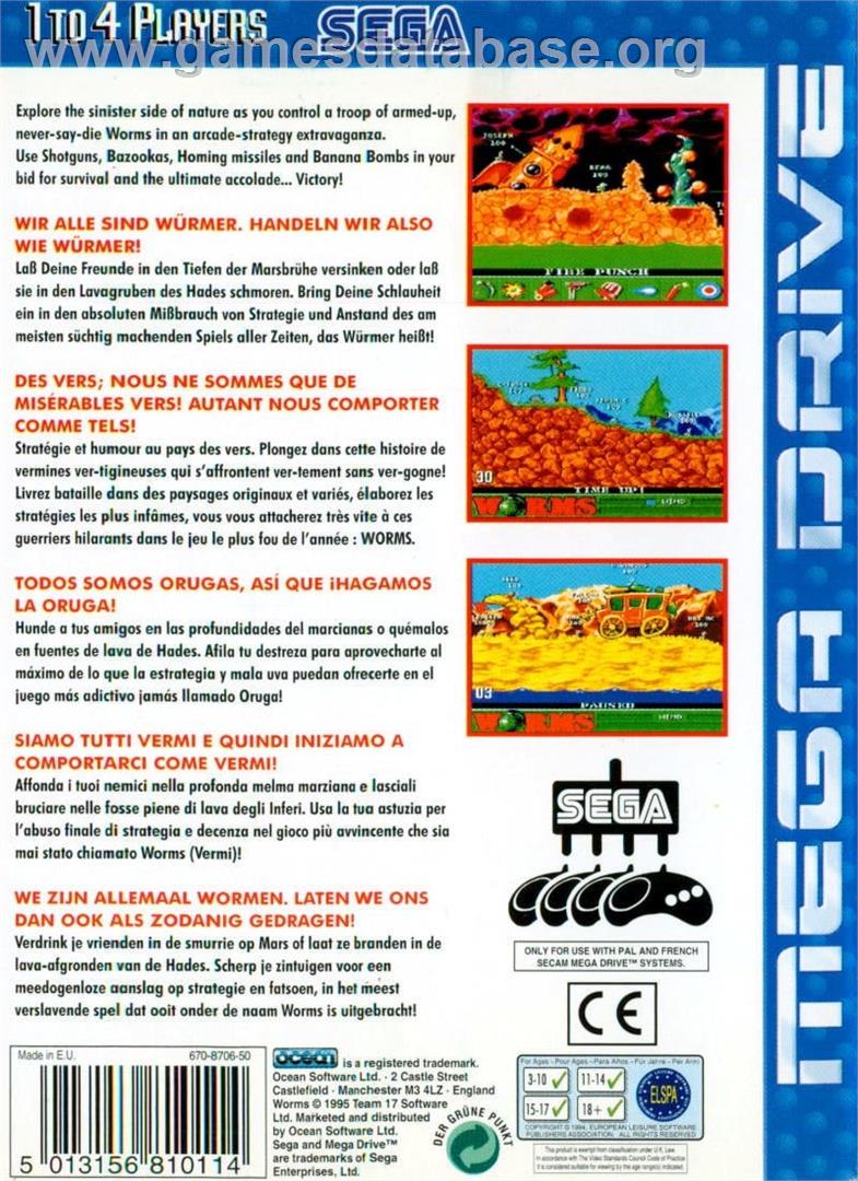 Worms - Sega Genesis - Artwork - Box Back