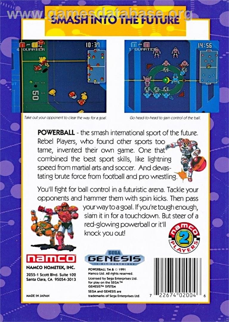 Wrestleball - Sega Genesis - Artwork - Box Back